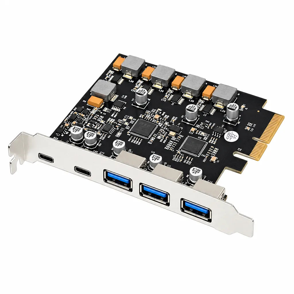 Aditron AI-U403 3A2C USB 3.1 10Gbps PCIe Adapter Card Front Isometric Angle View -tpstech.in