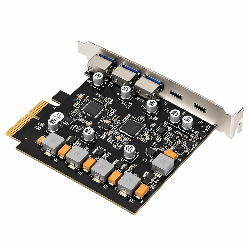 Aditron AI-U403 3A2C USB 3.1 10Gbps PCIe Adapter Card Rear Isometric Angle View -tpstech.in