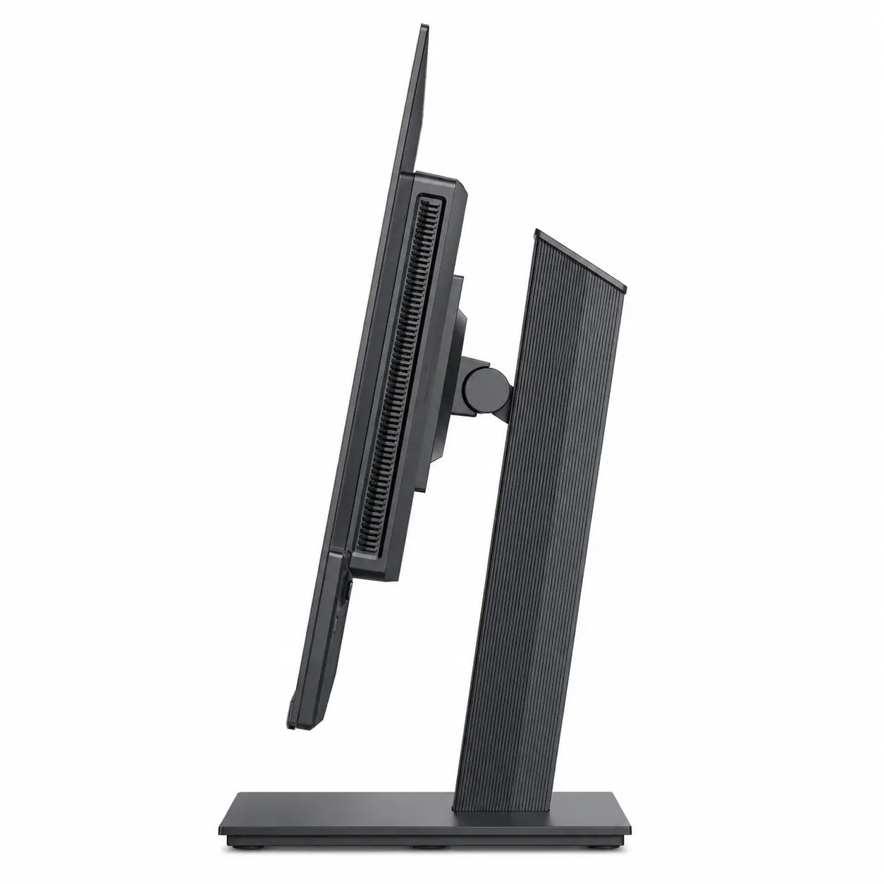 Alienware AW2726DM QD-OLED gaming monitor side view highlighting ergonomic tilt adjustment