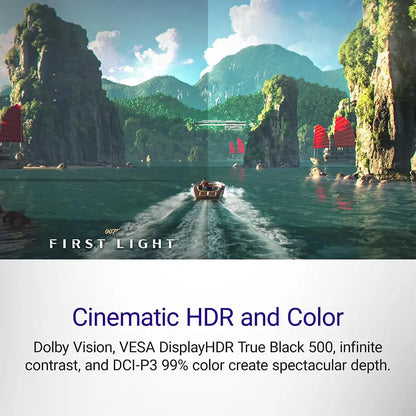 Alienware AW3426DW 34" QD-OLED Gaming Monitor 280Hz G-SYNC side-by-side HDR comparison highlighting Dolby Vision and DisplayHDR True Black 500 -tpstech.in