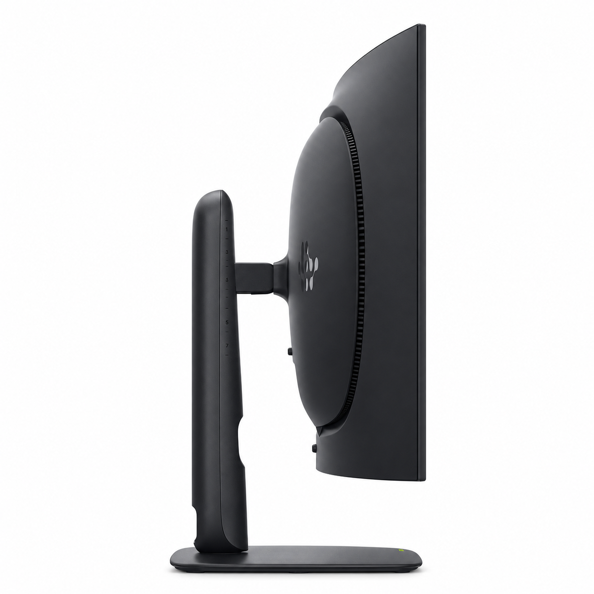 Alienware AW3926QW 39 Inch 5K OLED Gaming Monitor side profile view displaying screen curve and stand mount -tpstech.in