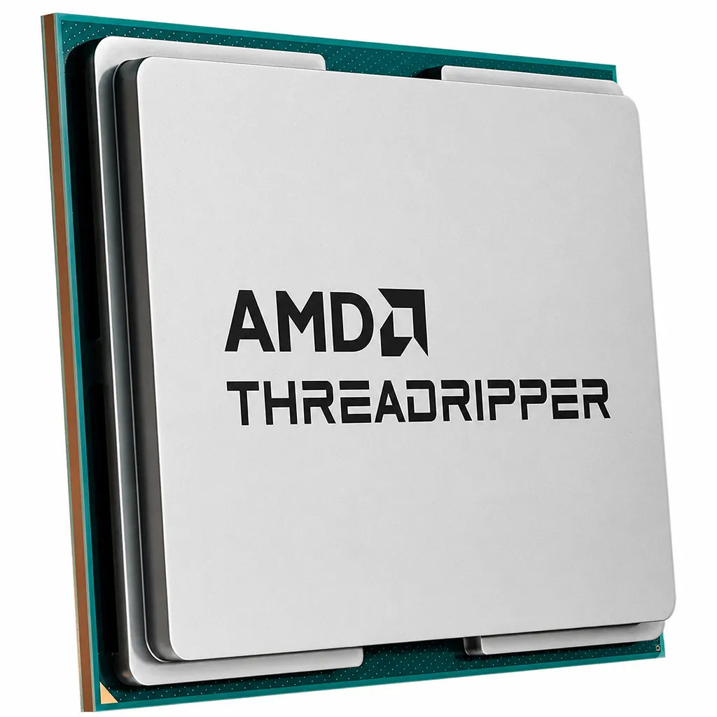 AMD Ryzen Threadripper 9960X 24-Core 48-Thread 5.3GHz Workstation Processor (TRAY) front left angle showing premium CPU design.