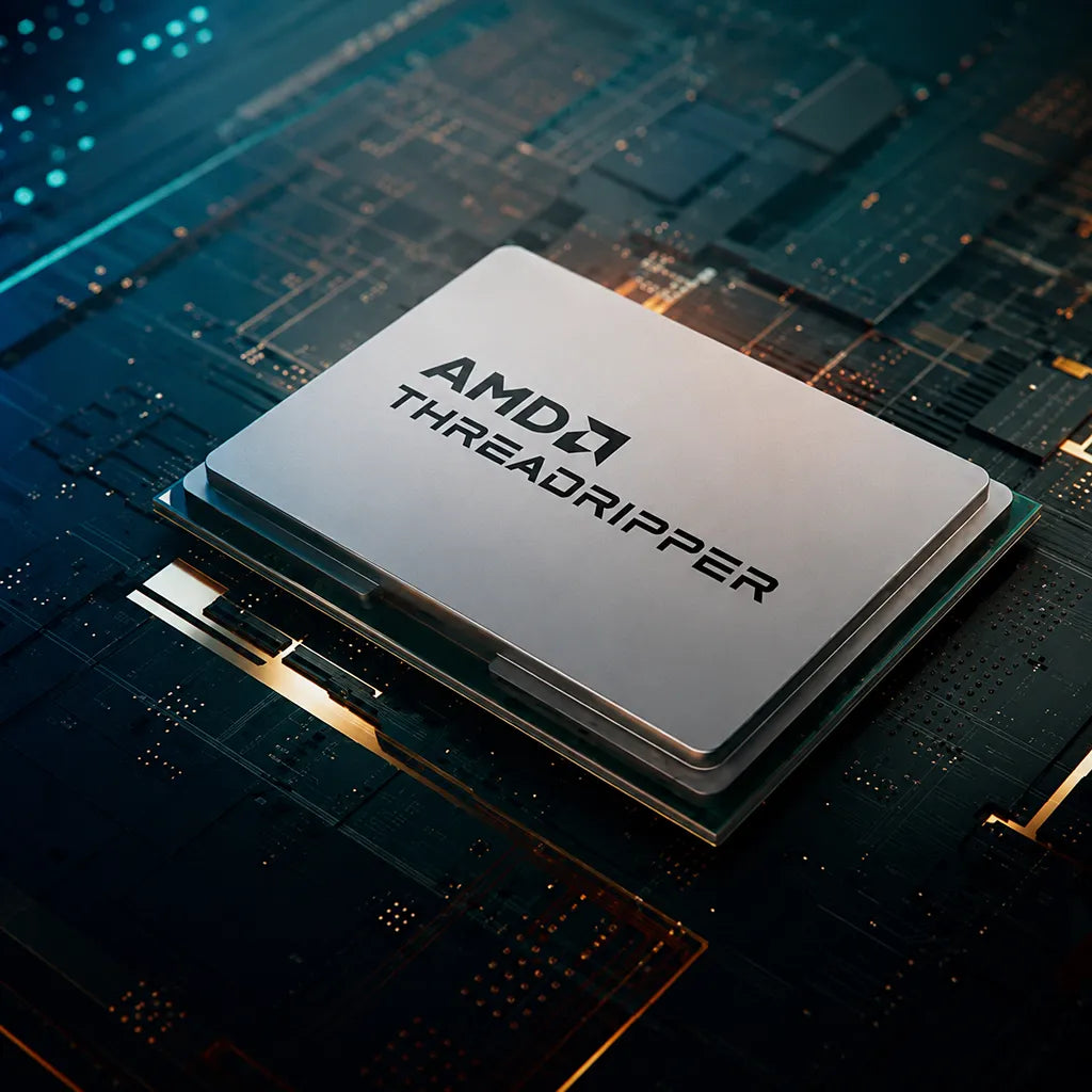 AMD Ryzen Threadripper 9960X 24-Core 48-Thread workstation processor installed on a high-performance motherboard.