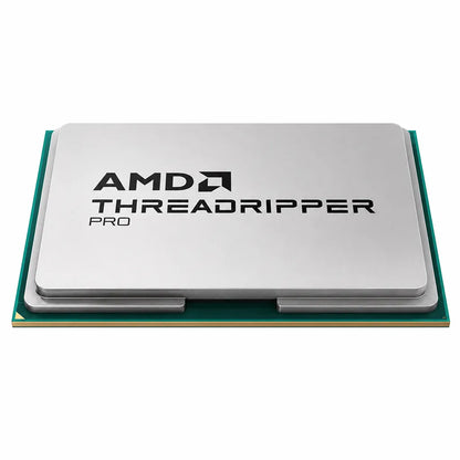 AMD Ryzen Threadripper 9970X 32 Core 64 Thread 4.0GHz workstation processor tray front view with silver heat spreader on white background.