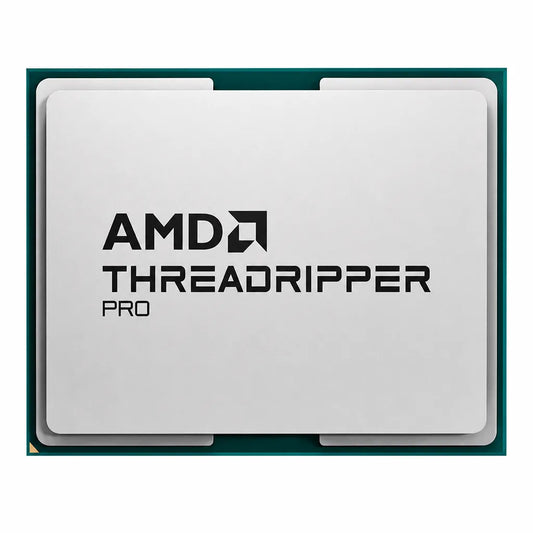 Top view of AMD Ryzen Threadripper 9970X 32 Core 64 Thread 4.0GHz workstation processor tray isolated on white background.