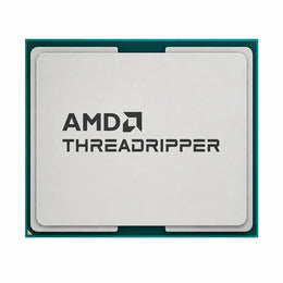 Front view of AMD Ryzen Threadripper 9980X 64-Core 128-Thread desktop processor OEM tray isolated on a white background for workstation and enthusiast PC builds.