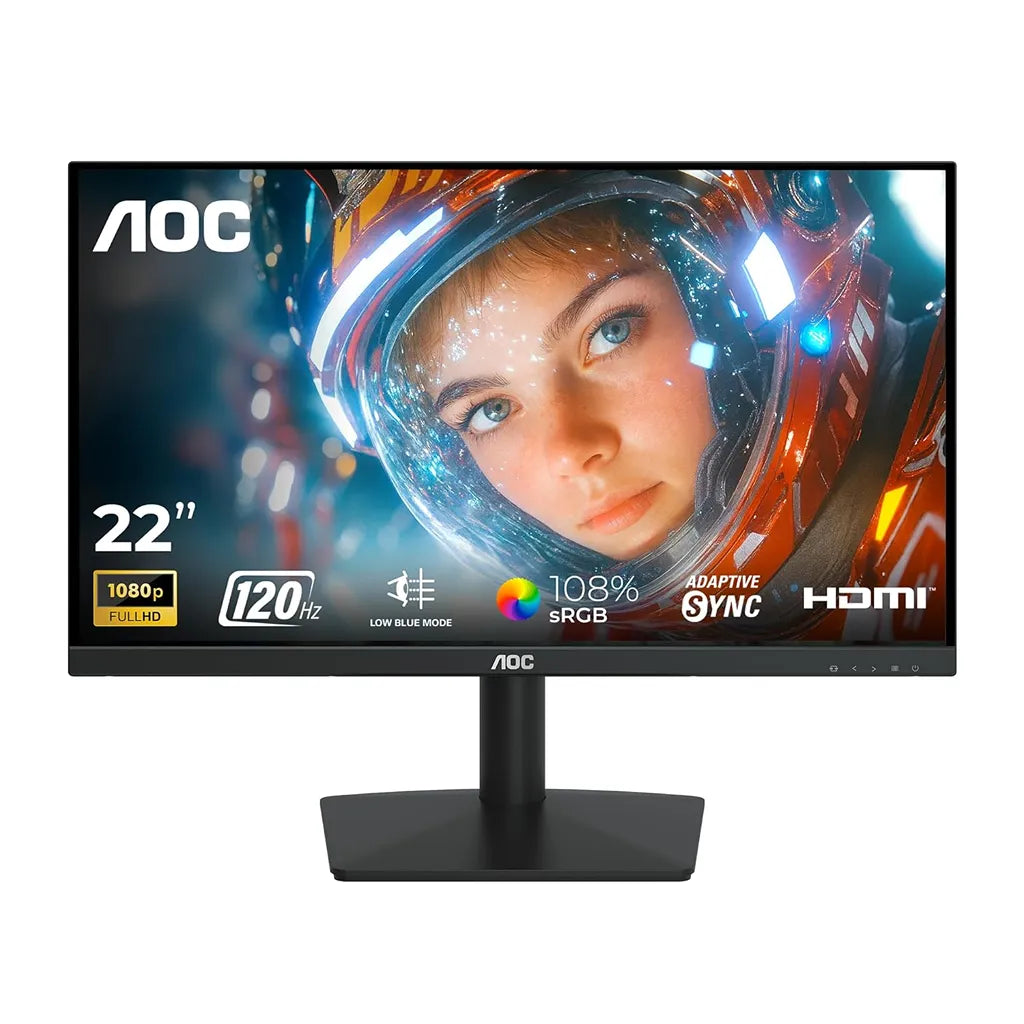 AOC 22B15H2 21.45-inch Full HD IPS monitor front view with 120Hz, Adaptive Sync, Low Blue Mode and HDMI -tpstech.in