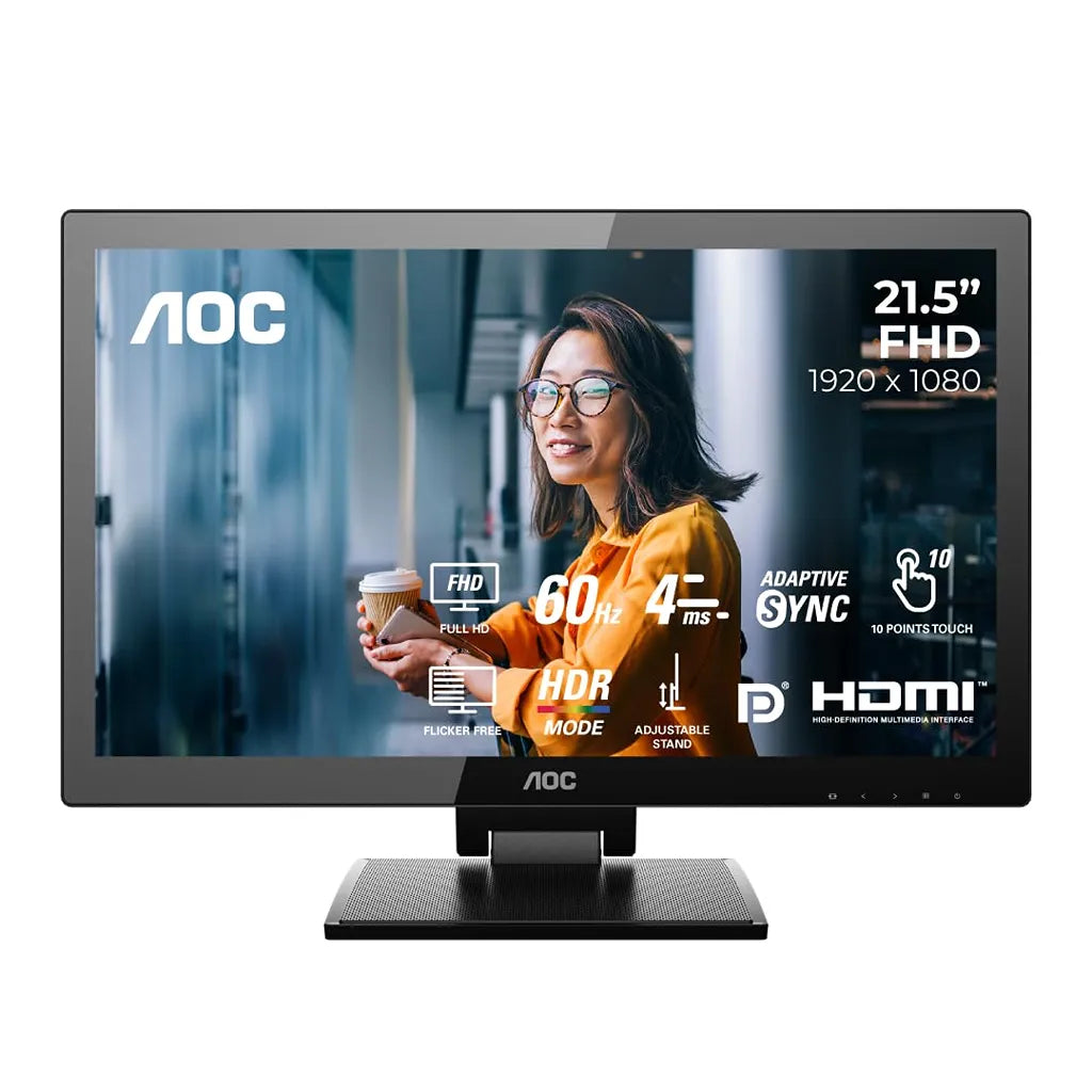 AOC 22P2T 21.5 inch FHD touchscreen monitor demonstrating HDR Mode for richer tones and brighter highlights -tpstech.in