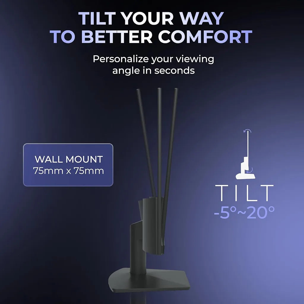 AOC 24B15H3 monitor with 75x75mm VESA mount and -5 to 20 degree tilt adjustment -tpstech.in