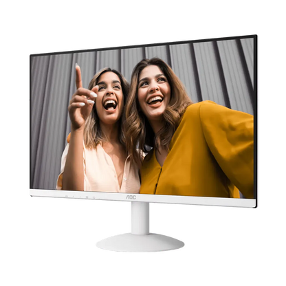 AOC 24B30H2/BW 23.8 inch FHD IPS monitor front view with white bezel and display screen -tpstech.in