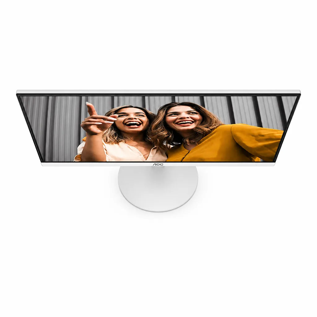 AOC 24B30H2/BW 23.8 inch monitor top angle view showing Full HD display and white stand design -tpstech.in