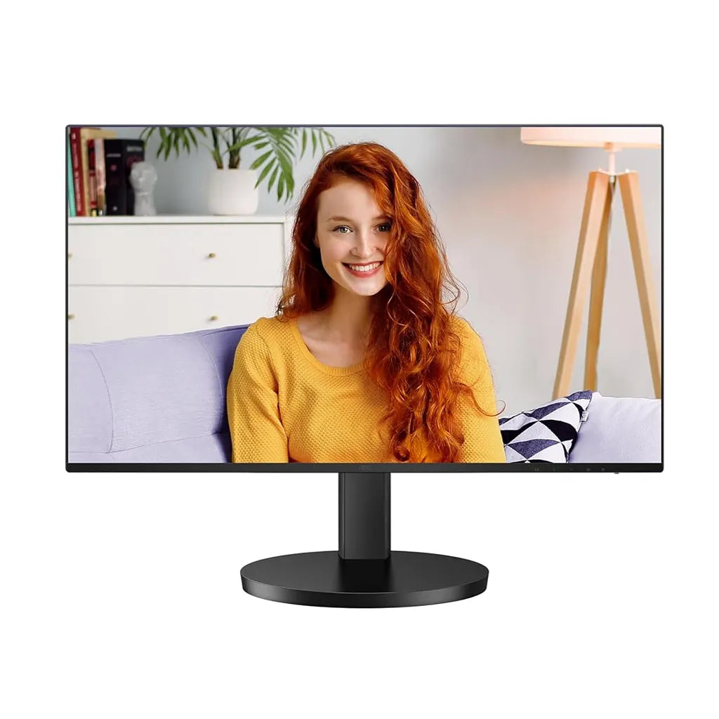 AOC 24B3CF2 23.8 inch Full HD IPS monitor front view with black bezel and stand -tpstech.in
