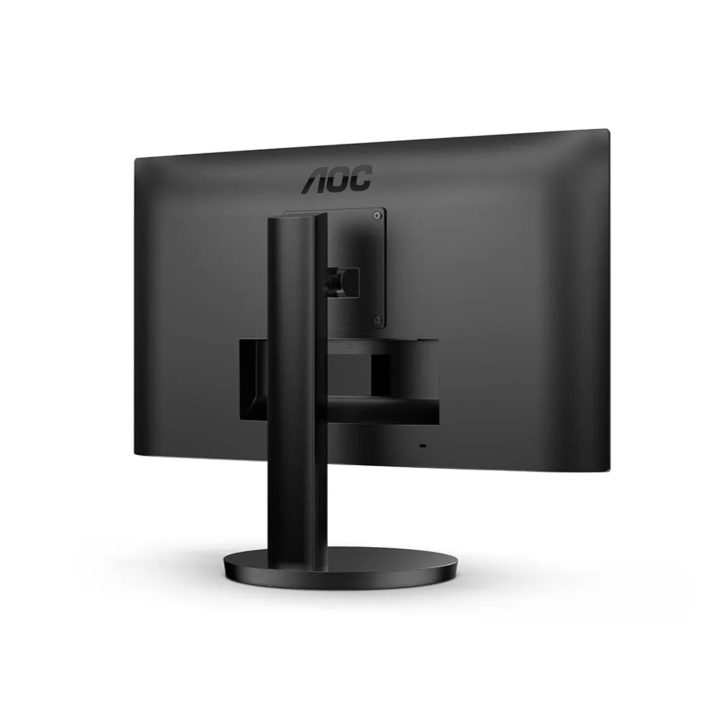 AOC 24B3CF2 Full HD IPS monitor back angle view showing slim black design and stand -tpstech.in