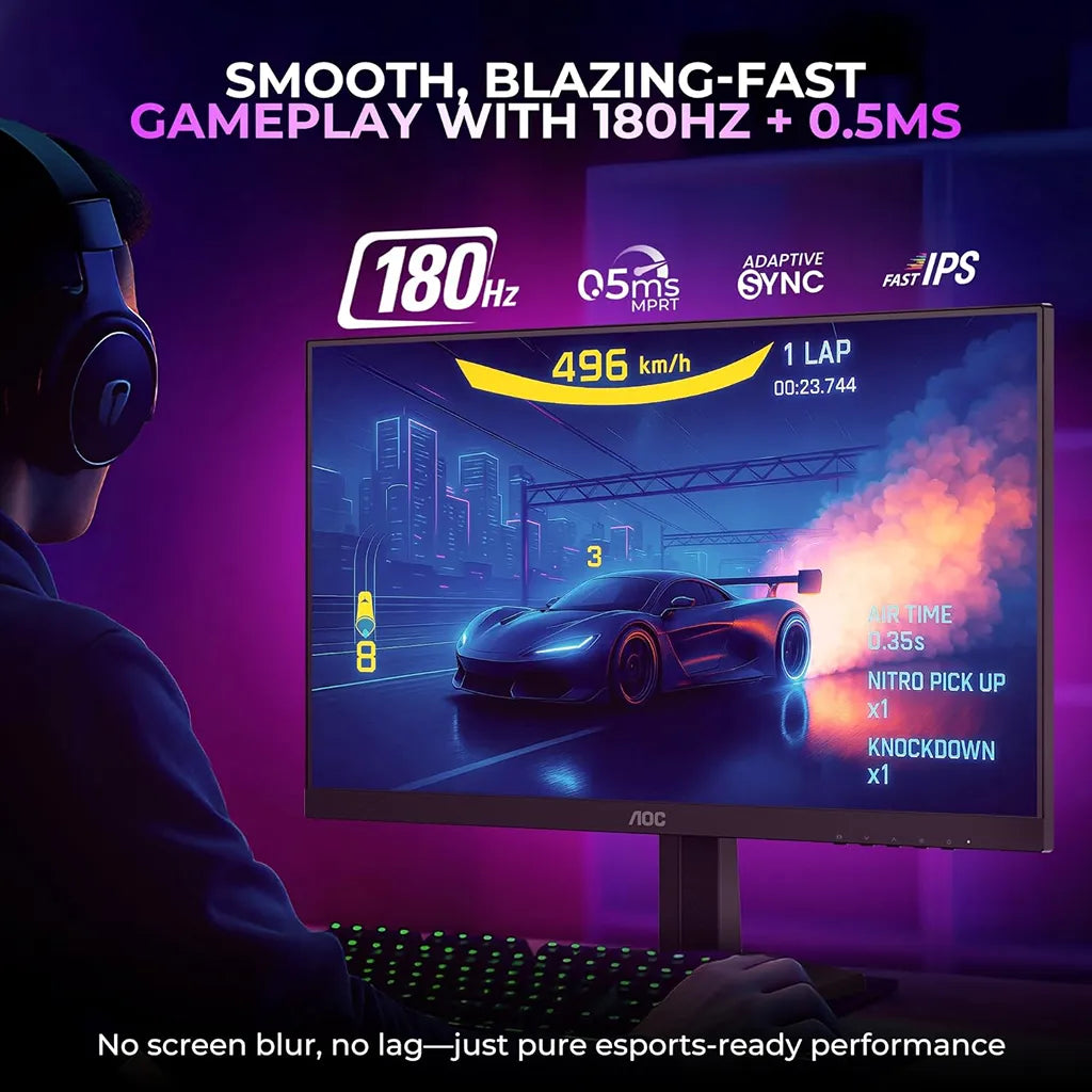 AOC 25G42E 24.5-inch 180Hz Fast IPS gaming monitor with 0.5ms MPRT, Adaptive Sync and HDR10 -tpstech.in`