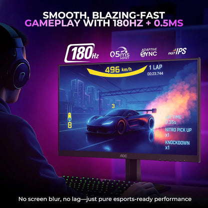 AOC 25G42E 24.5-inch 180Hz Fast IPS gaming monitor with 0.5ms MPRT, Adaptive Sync and HDR10 -tpstech.in`