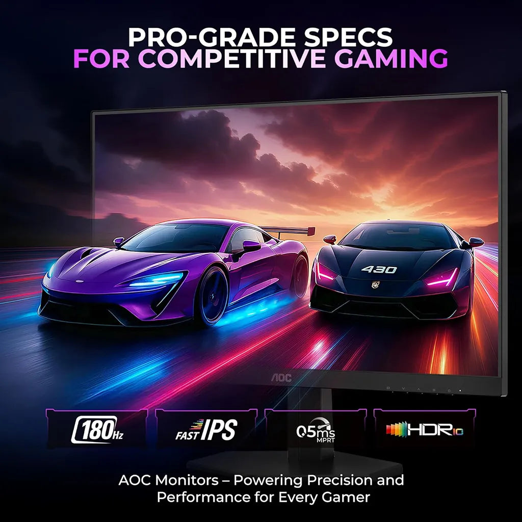 AOC 25G42E Fast IPS gaming monitor with 180Hz refresh rate, 0.5ms MPRT and HDR10 support -tpstech.in`