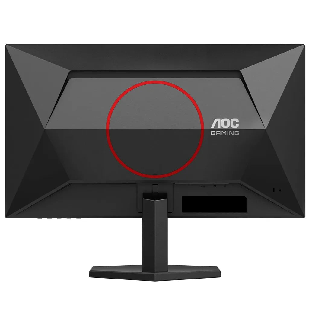 Rear design of AOC 25G42E Full HD 180Hz gaming monitor with black cabinet and red AOC Gaming accent -tpstech.in`