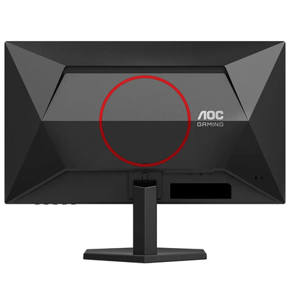 Rear design of AOC 25G42E Full HD 180Hz gaming monitor with black cabinet and red AOC Gaming accent -tpstech.in`