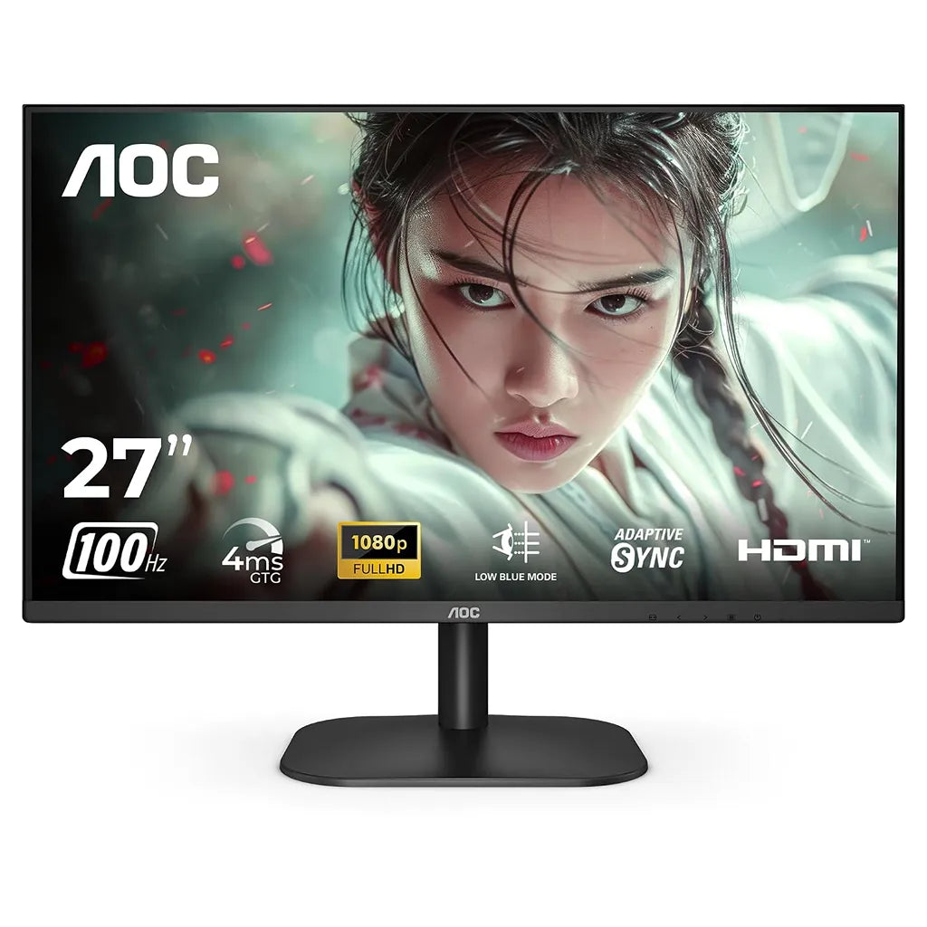 AOC 27B2H2 27 inch FHD IPS monitor with 100Hz refresh rate and 4ms response time front view -tpstech.in