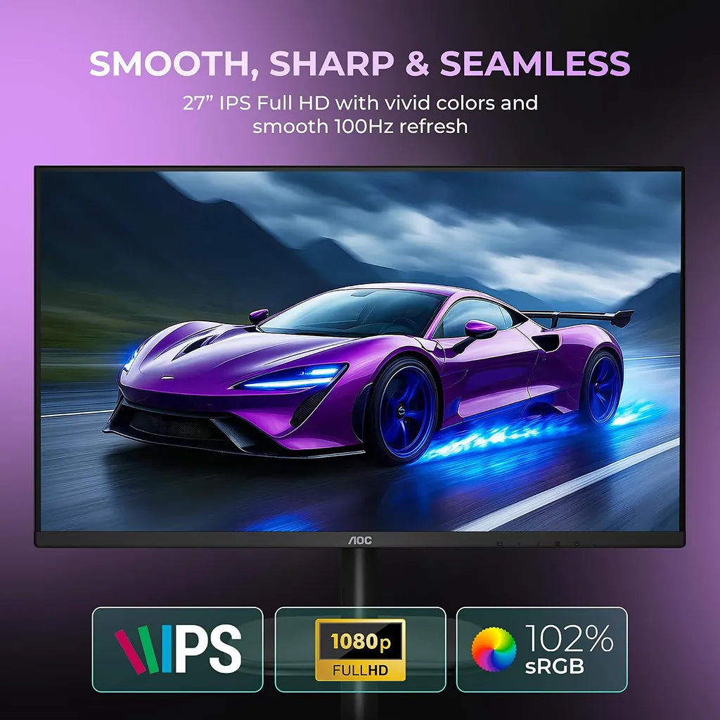 AOC 27B2H2 27 inch IPS Full HD monitor with 102% sRGB colour coverage and 100Hz refresh rate -tpstech.in