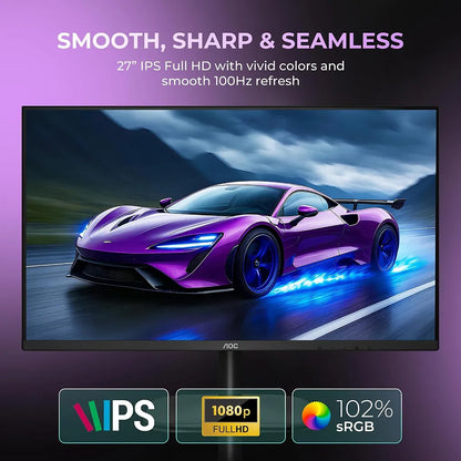 AOC 27B2H2 27 inch IPS Full HD monitor with 102% sRGB colour coverage and 100Hz refresh rate -tpstech.in