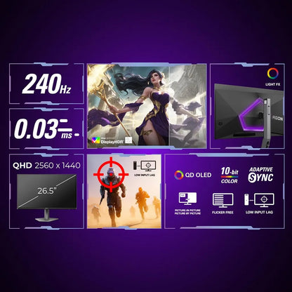 AOC AG276QZD2 QD-OLED gaming monitor featuring 240Hz, 0.03ms, QHD resolution, Light FX and Adaptive Sync -tpstech.in