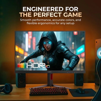 AOC CQ27G4 27-inch QHD Curved Gaming Monitor rear panel showing HDMI, DisplayPort, AUX connections and 3-sided frameless design -tpstech.in