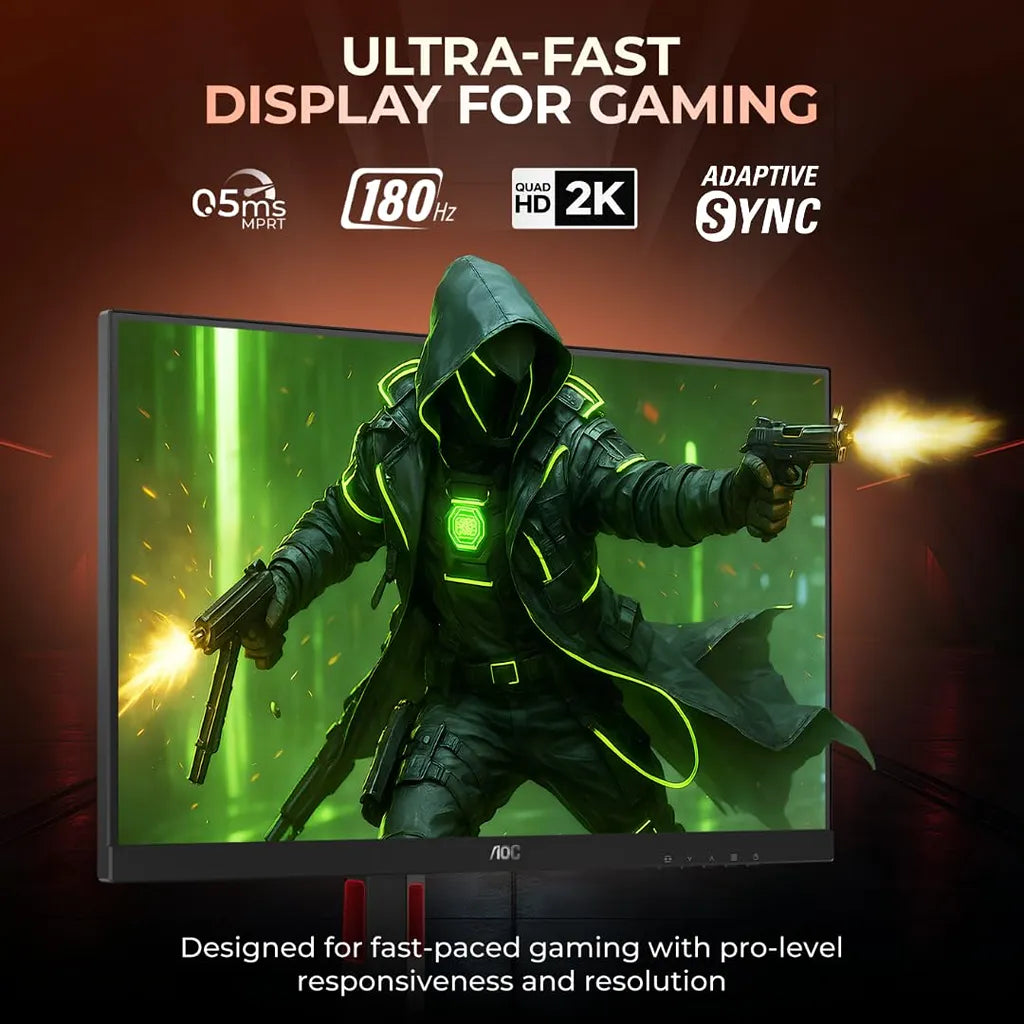 AOC CQ27G4 27-inch QHD Curved Gaming Monitor displaying vibrant colors with high sRGB and DCI-P3 color gamut accuracy -tpstech.in