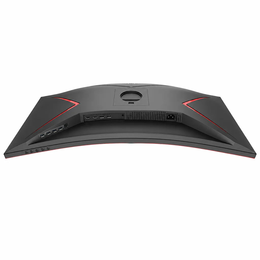 Top rear view of AOC CU34G2XP gaming monitor showing HDMI, DisplayPort, USB hub and power input connectivity ports.