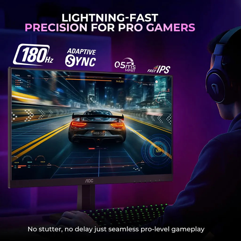 AOC Q27G11E 27 inch QHD Gaming Monitor 180Hz Refresh Rate for Pro Gamers -tpstech.in