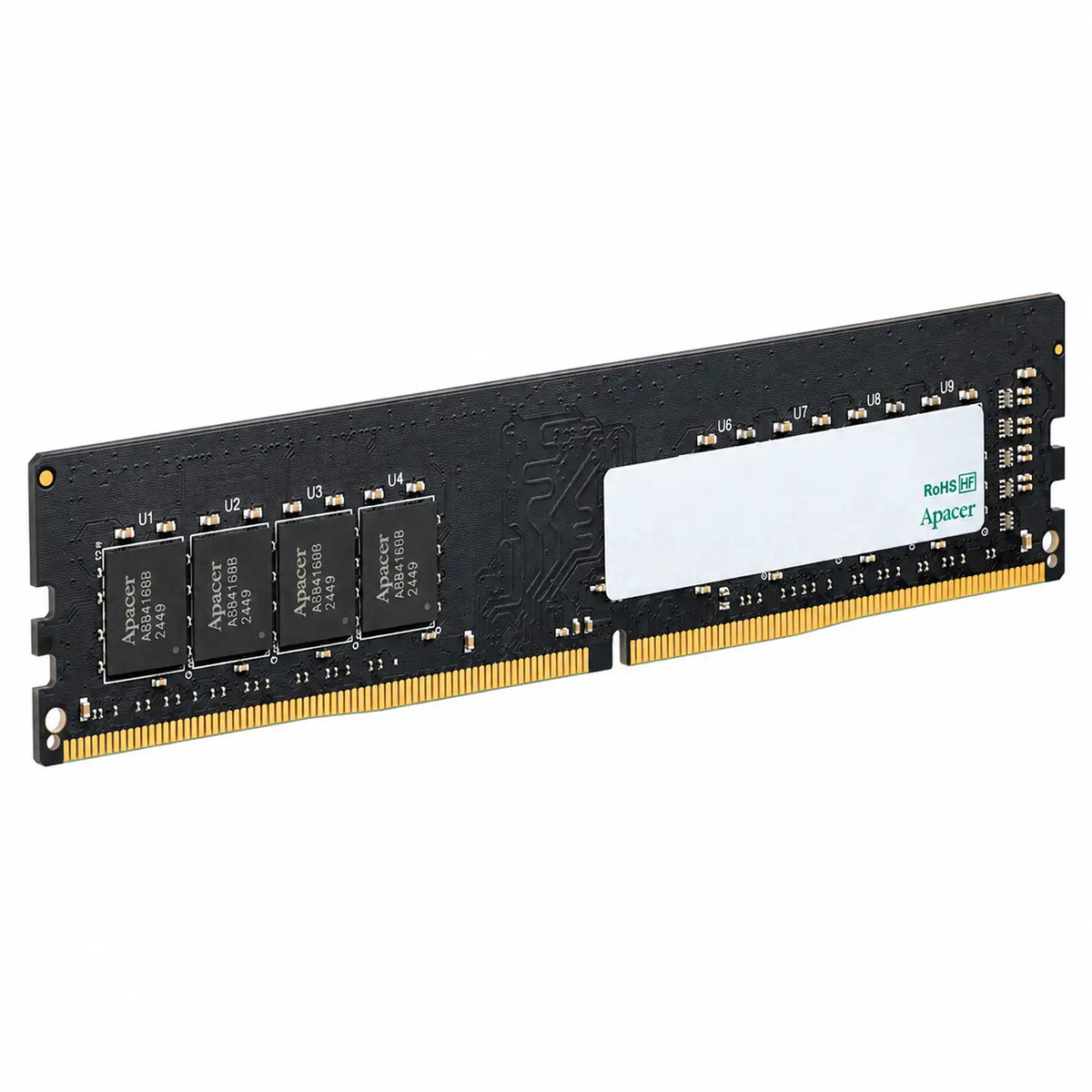 Apacer 32GB DDR4 3200MHz Desktop RAM EL-32G21-PSH Left Angled View Highlighting Gold Contact Pins -tpstech.in