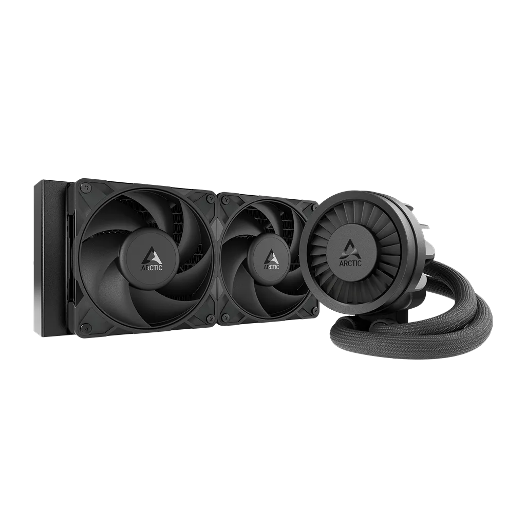 ARCTIC Liquid Freezer III Pro 240mm AIO CPU Liquid Cooler Black front view with dual radiator fans and integrated pump -tpstech.in