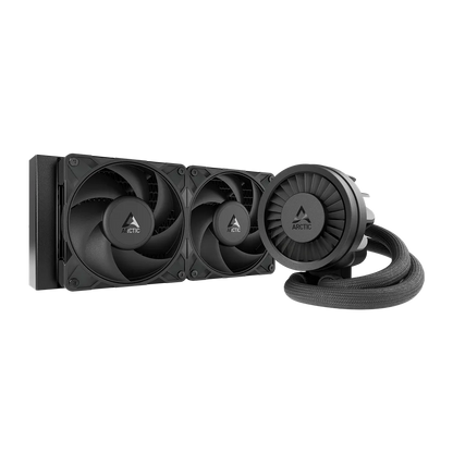 ARCTIC Liquid Freezer III Pro 240mm AIO CPU Liquid Cooler Black front view with dual radiator fans and integrated pump -tpstech.in