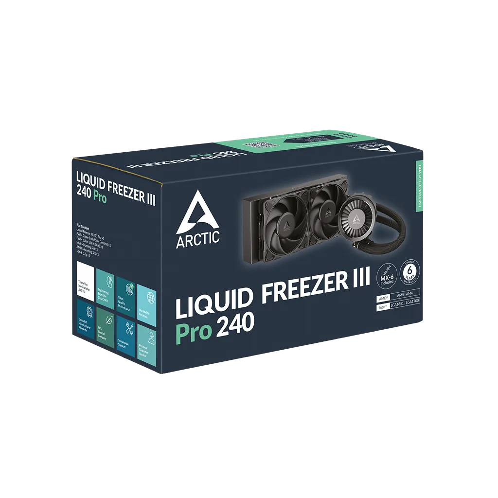 ARCTIC Liquid Freezer III Pro 240mm AIO CPU Liquid Cooler Black retail packaging box -tpstech.in