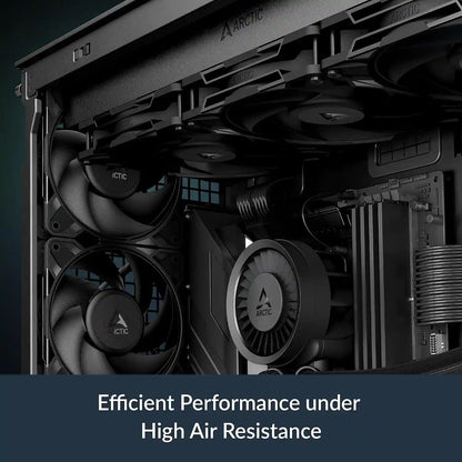 Multiple ARCTIC P12 Pro PWM 120mm fans installed inside a gaming PC cabinet delivering high static pressure performance -tpstech.in