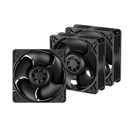 ARCTIC S12038-4K 120mm PWM Server Fan Pack of 3 featuring 4000 RPM high airflow cooling fans for servers and workstations group angle view -tpstech.in