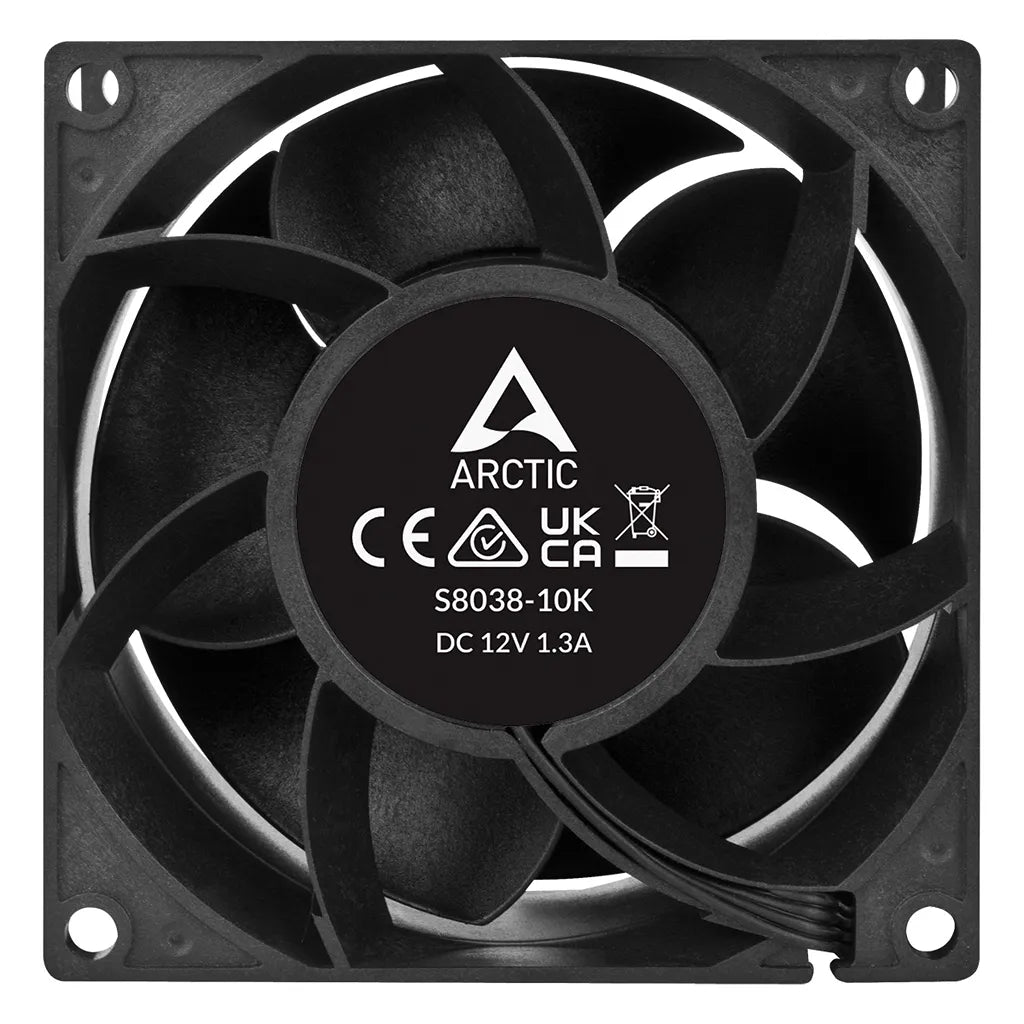 Rear view of ARCTIC S8038-10K 80mm server fan with 4-pin PWM connector for server and industrial systems -tpstech.in