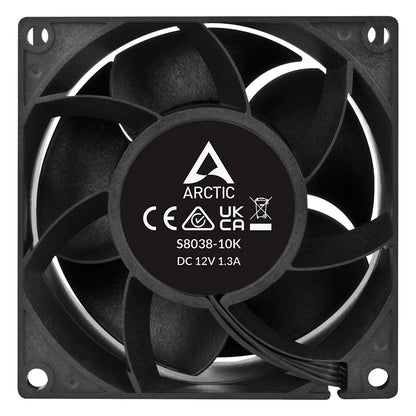 Rear view of ARCTIC S8038-10K 80mm server fan with 4-pin PWM connector for server and industrial systems -tpstech.in