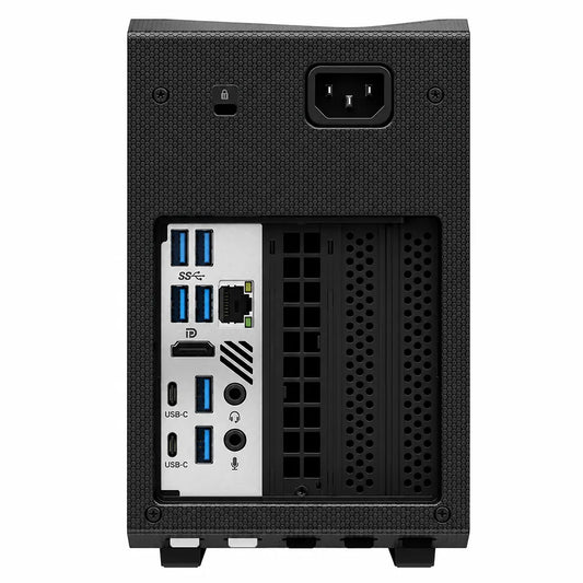 Rear I/O panel of ASUS NUC 11 Extreme Kit showing Thunderbolt 4, USB ports, 2.5GbE LAN, WiFi 6E and Bluetooth 5.2 connectivity.