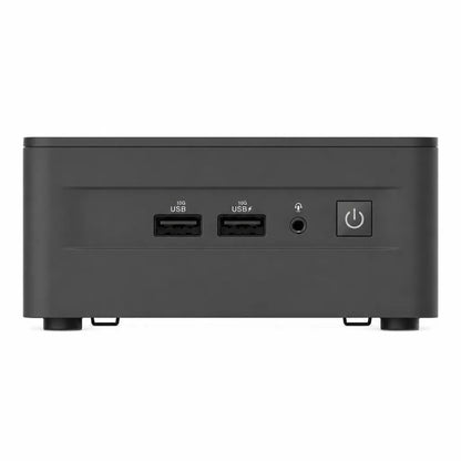 ASUS NUC 13 Pro NUC13ANHi7 front panel featuring USB 3.2 Gen 2 ports, headset jack and power button.