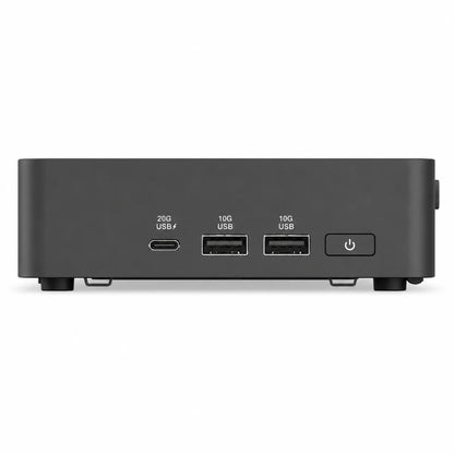 Front view of ASUS NUC 15 Pro Slim Kit NUC15CRKU5 featuring USB ports and power button.