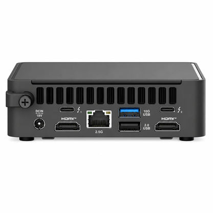 Rear connectivity ports of ASUS NUC 15 Pro Slim Kit featuring Thunderbolt 4, HDMI 2.1, USB, and 2.5Gb Ethernet.
