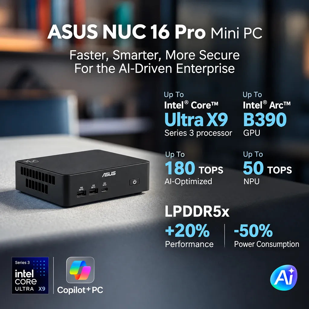 ASUS NUC 16 Pro Mini PC enterprise AI performance overview with Intel Core Ultra Series processor -tpstech.in