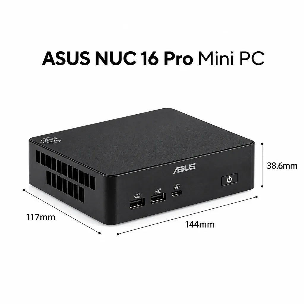 ASUS NUC 16 Pro Intel Core Ultra 5 325 Barebone Mini PC compact dimensions and size specifications -tpstech.in