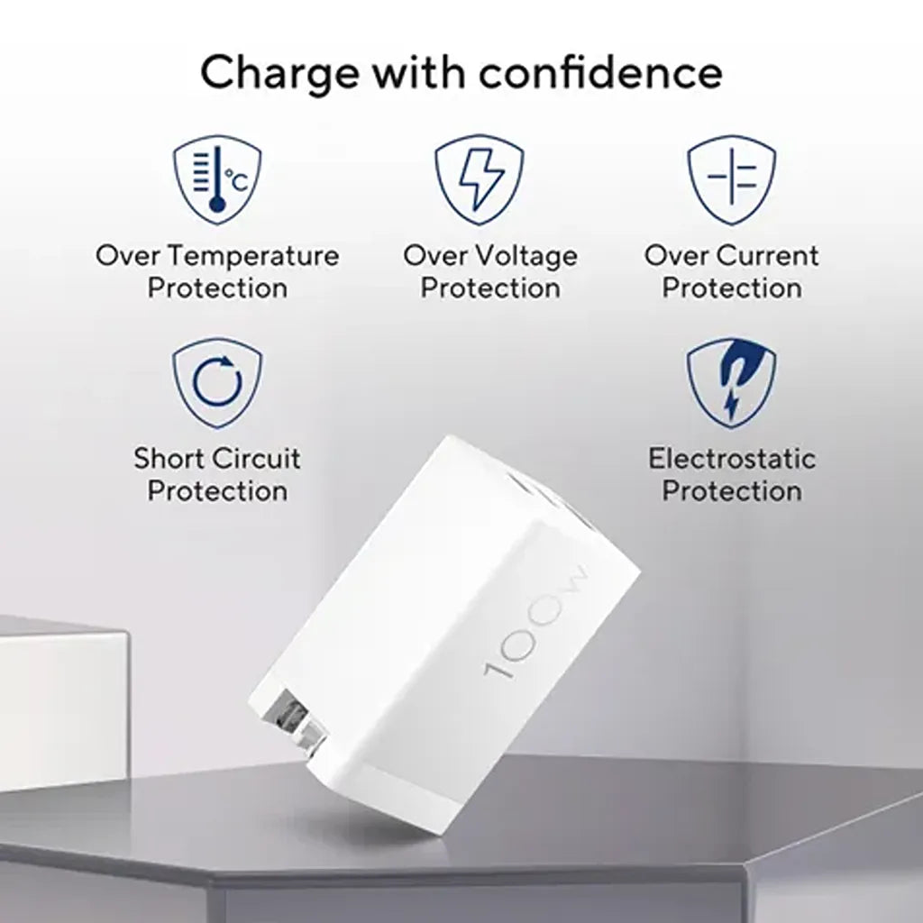 ASUS Original 100W USB-C GaN Fast Charger with Temperature Voltage and Short Circuit Protection -tpstech.in
