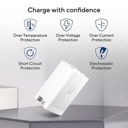 ASUS Original 100W USB-C GaN Fast Charger with Temperature Voltage and Short Circuit Protection -tpstech.in