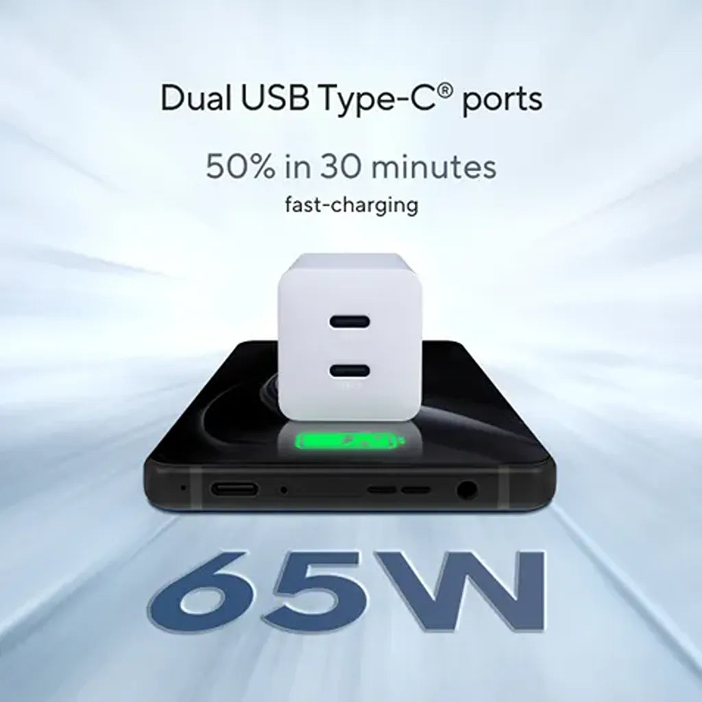 ASUS Original 65W USB-C GaN Charger Dual Ports 50 Percent in 30 Minutes Fast Charging -tpstech.in