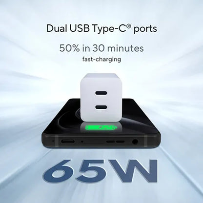 ASUS Original 65W USB-C GaN Charger Dual Ports 50 Percent in 30 Minutes Fast Charging -tpstech.in