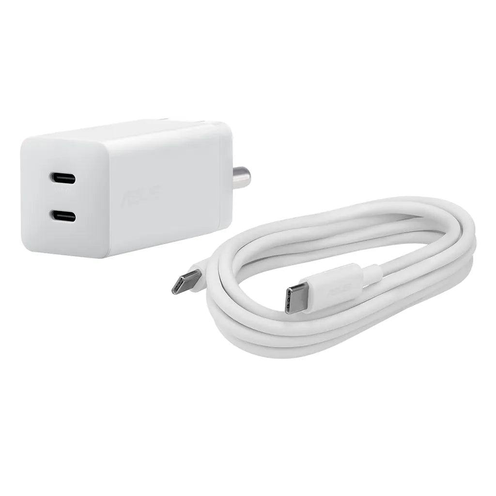 ASUS Original 65W USB-C GaN Dual Port Charger with Type-C Charging Cable -tpstech.in