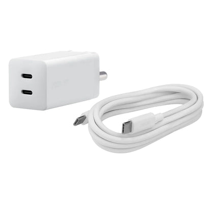 ASUS Original 65W USB-C GaN Dual Port Charger with Type-C Charging Cable -tpstech.in